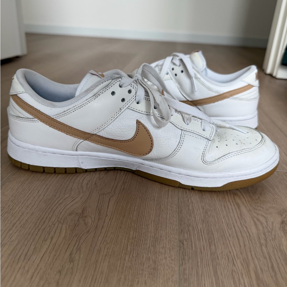 Nike Dunk Low Men's White and Brown Sneakers (Size 12)